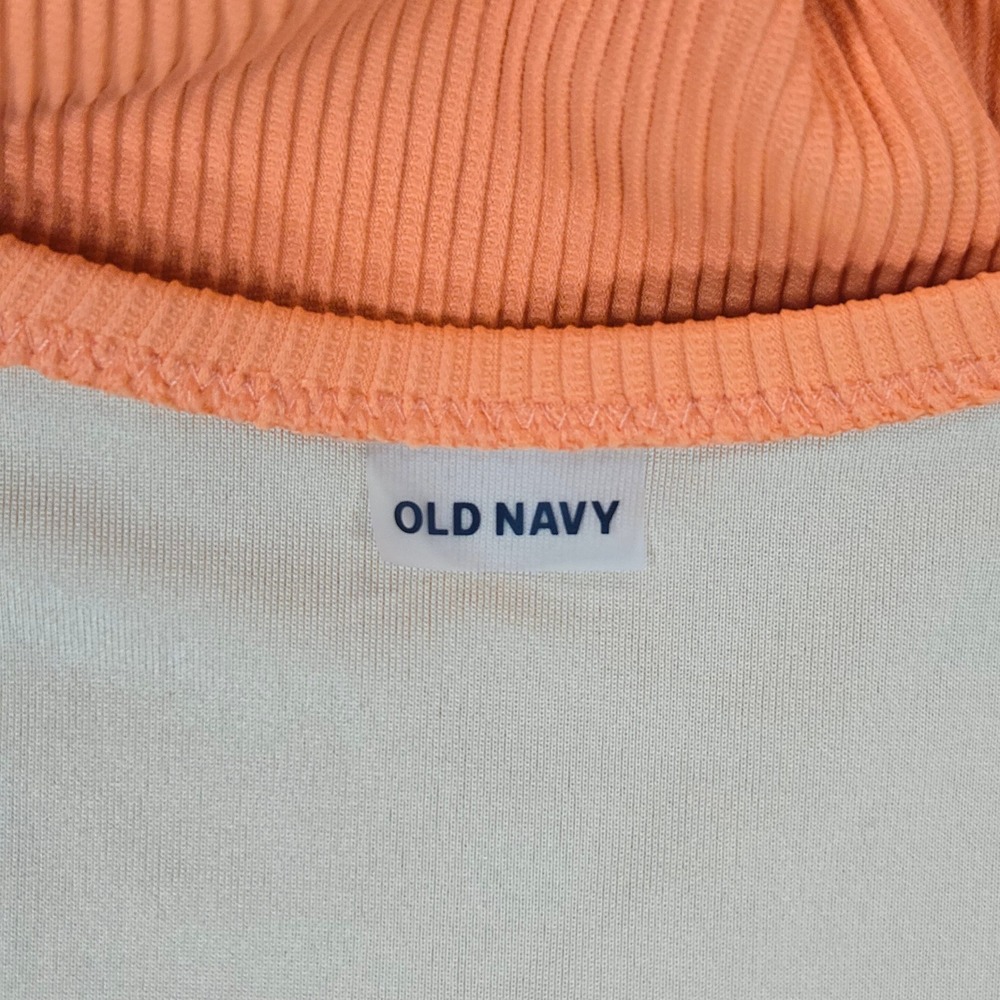 Old Navy Womens Orange Ribbed Tie Front One Piece Swimsuit Size M Cutout Back - Picture 6 of 9